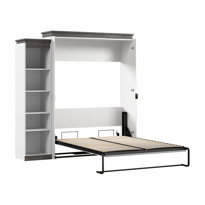 Grand lit escamotable Ailé avec étagère étroite (85 W), Blanc