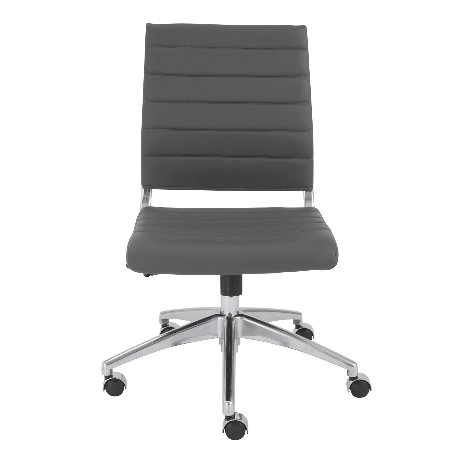Rossie Swivel Office Chair, Gray Faux Leather, No