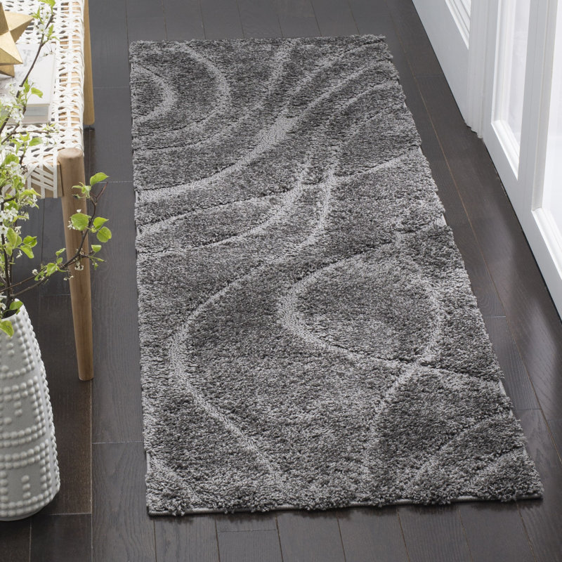 Ashal Abstract Charcoal Gray Area Rug, Runner 2'3" x 9'