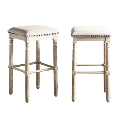 Chaises en bois brun clair, de 2 - forme rectangulaire et siège de bar rembourré confortable, 2 matériaux de rembourrage