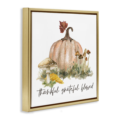«Thankful Pumpkin & Mushroom», art de la giclée encadrée par Livi Finn