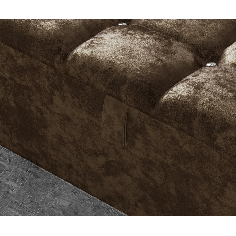 Ontario 102cm Wide Rectangle Geometric Standard Ottoman with Storage, Truffle