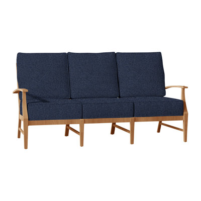 Croquet 75.75" Wide Outdoor Teak Patio Sofa with Cushions