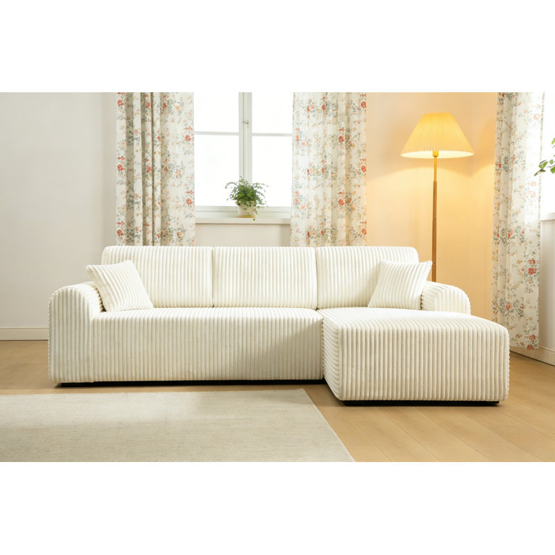Canapé modulaire modulaire avec méridienne, canapé 4 places Cloud, Blanc