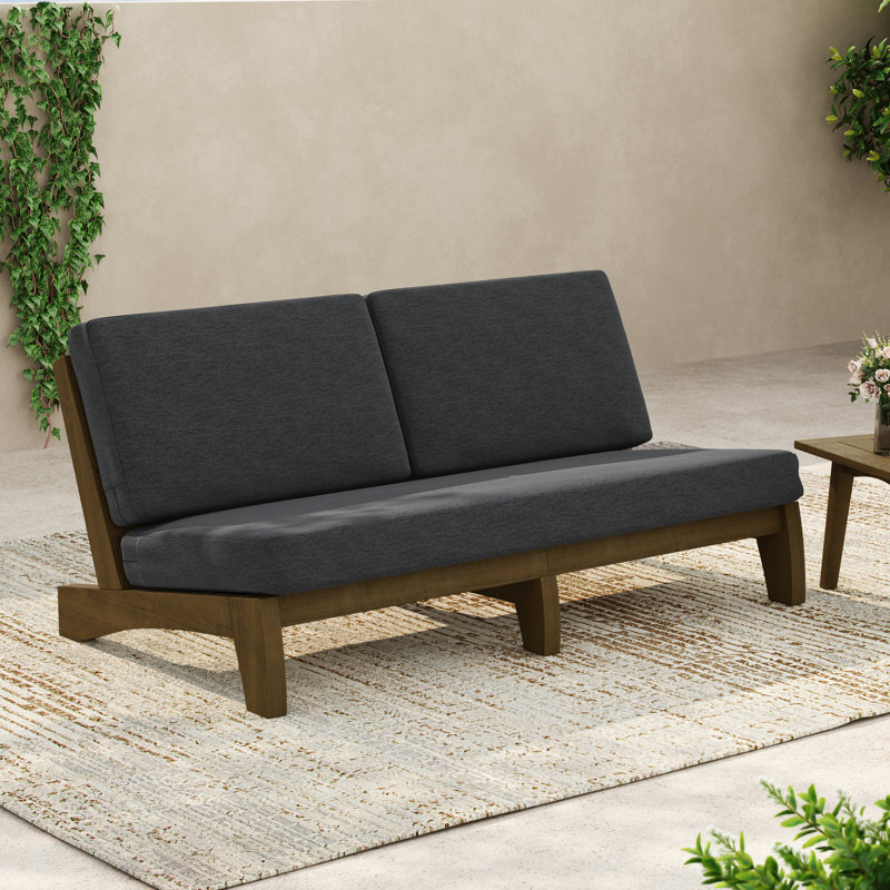 Patio Outdoor Sofa with Cushions, Dark Gray, Brown