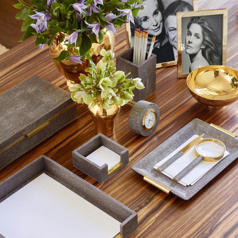 Petit plateau de coiffeuse Shagreen, Chocolat