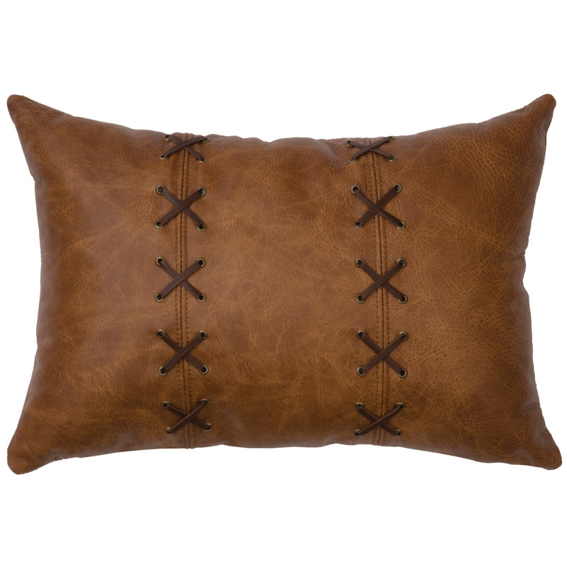 Whiskey Leather/Suede Reversible Throw Pillow