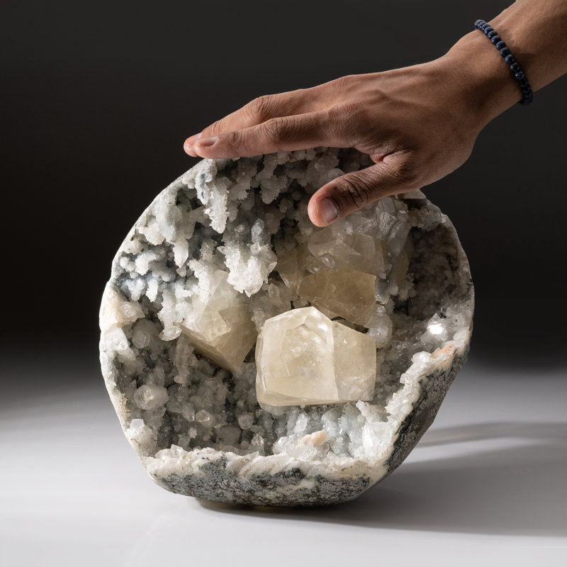 Genuine Calcite with Apophyllite Geode