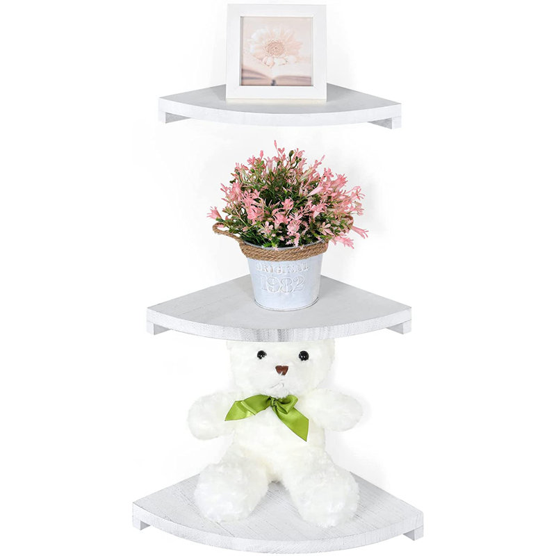 3 Piece Corner Floating Shelf, Off White