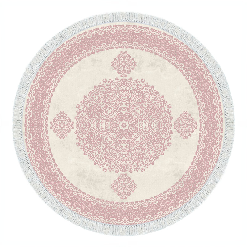 Round Mercedes Damask Area Rug, Round 100cm