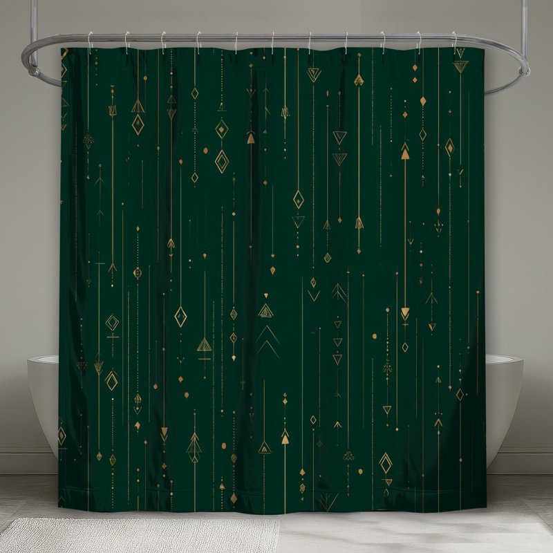 Rideau de douche à formes géométriques - Décoration de salle de bain abstraite Art déco, 70in W x 93in H