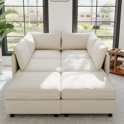 Shad Modern Sofa Modular Sectional Sofa, Convertible Sofa Seat With Storage, Sleeper Sectional Sofa Set, Fabric Flexible Modular Combinations