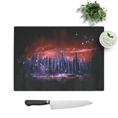 Tempered Glass Cypress Trees Chopping Board