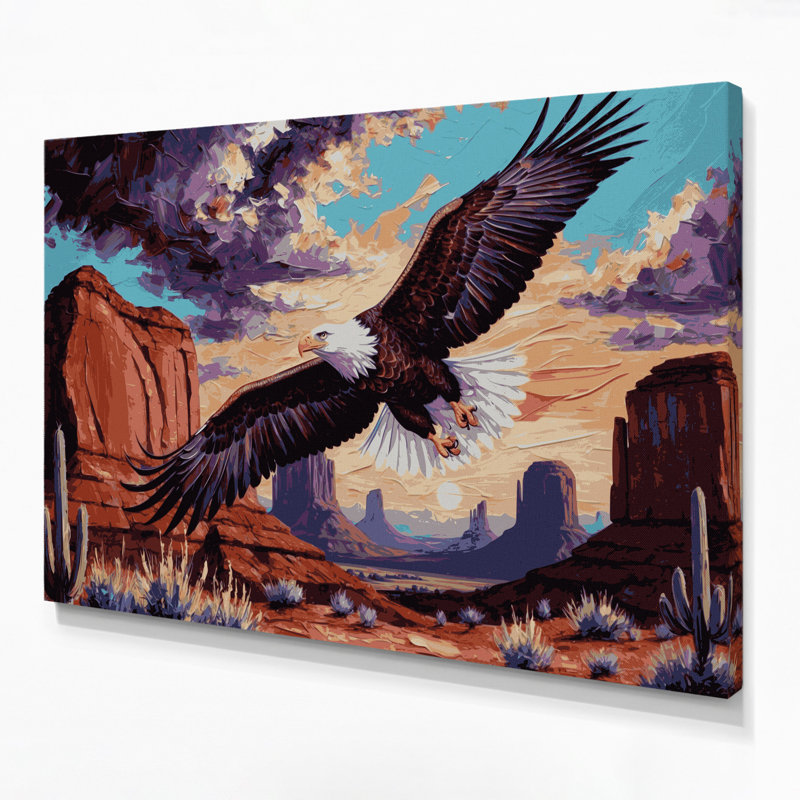 «Southwestern Animals Birds of Prey», art mural sur toile brune, H 11 po x l 14 po