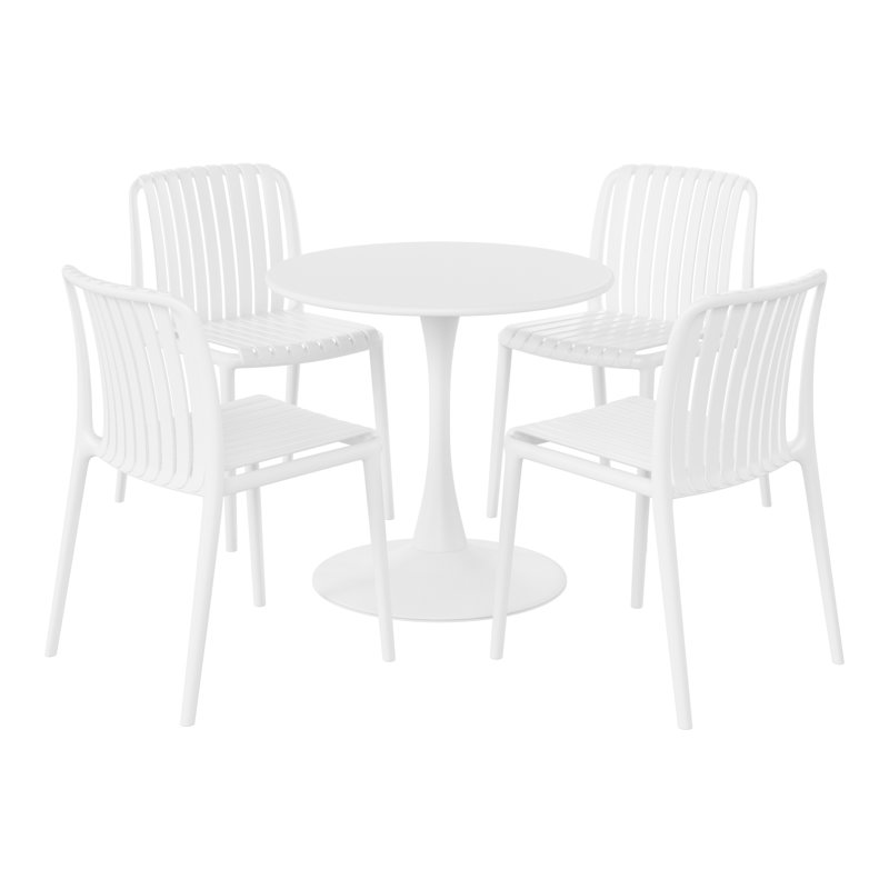Outdoor Round Dining Set, White
