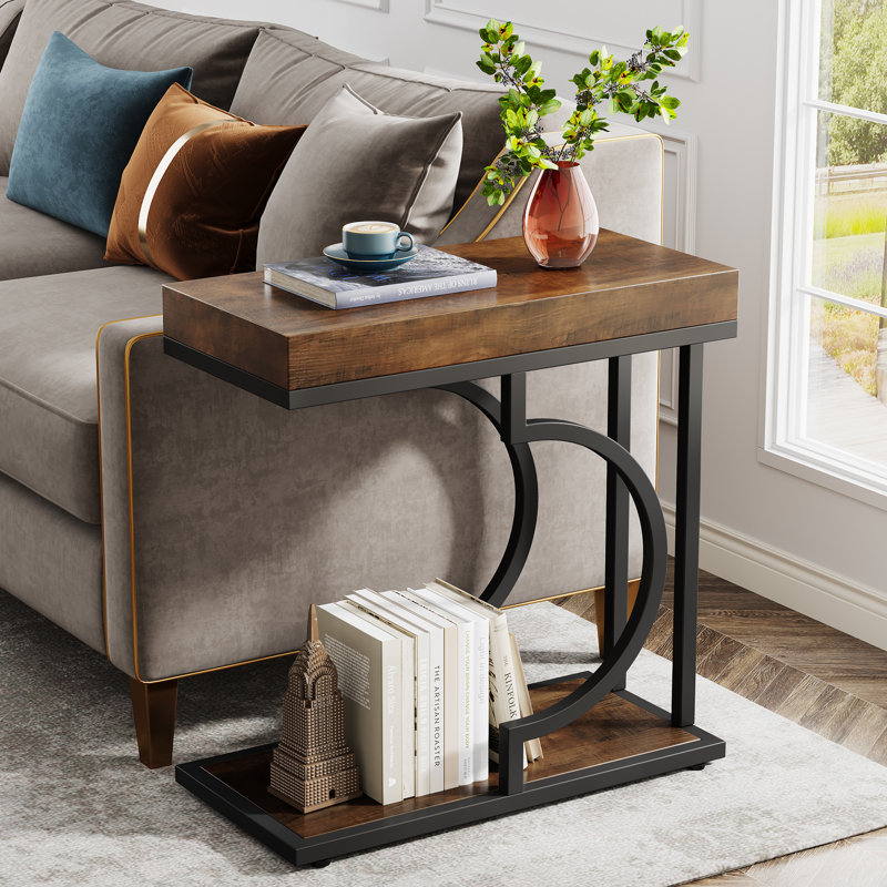 End Table, Rustic Brown, Black