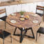 42" Rustic Brown Round Wood Pedestal Dining Table for 4 - Space Saving Kitchen & Dining-1505710730-1505710725