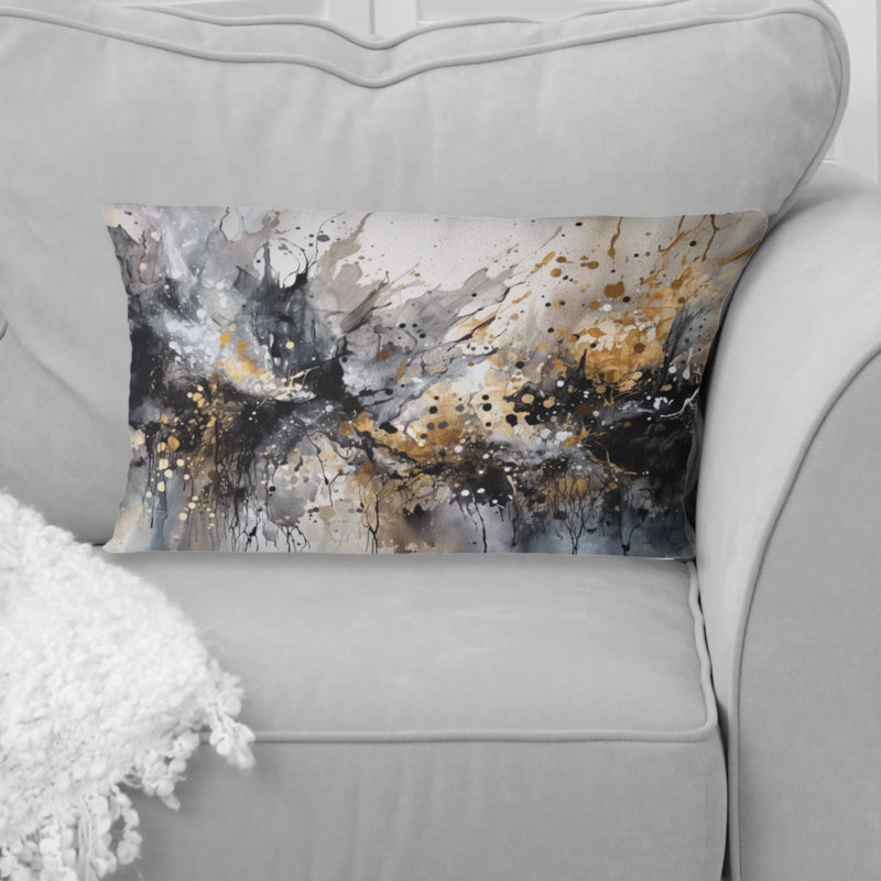 Coussin décoratif gris délicat abstrait Brushstrokes III - marbre abstrait