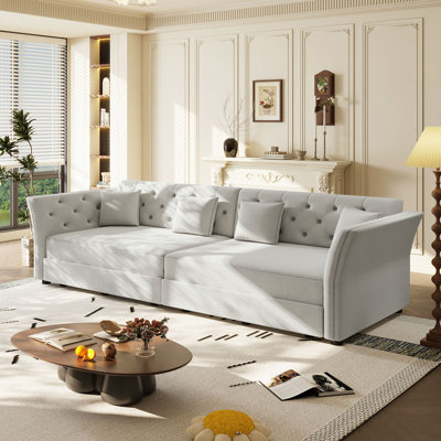 Canapé-lit escamotable surdimensionné de 100 po, canapé-lit convertible avec motif capitonné en tissu fabriqué à la main en tissu, causeuse multifonctionnelle en velours pour le salon, la chambre à coucher et un appartement