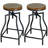 Korede 24"-29" Adjustable Height Kitchen Swivel Counter Stool & Bar Stool with Brown Wood Veneer Seat and Black Metal Base (Set of 2)-2020531316