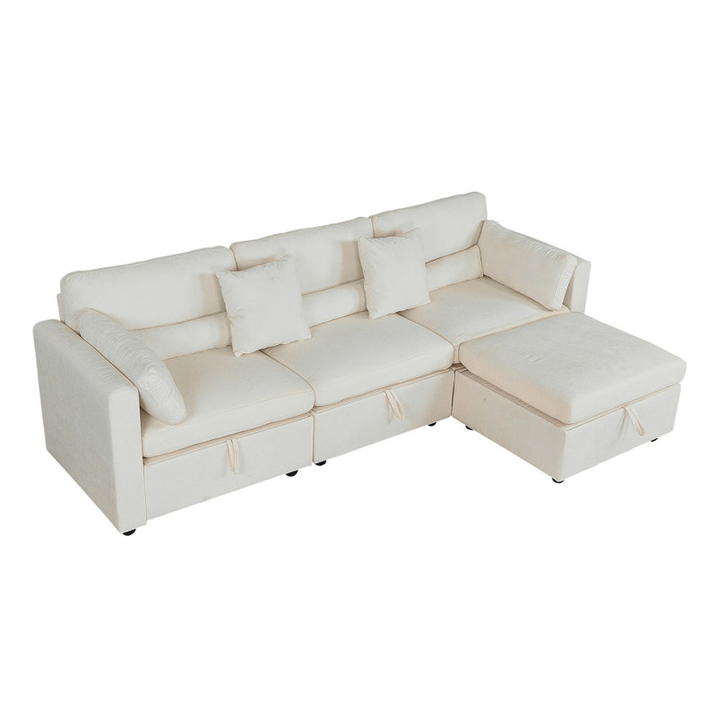 Sofa, Beige Chenille