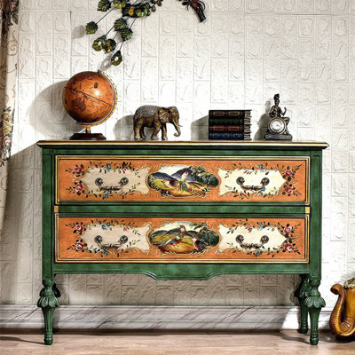 Console verte et bois manufacturé vert
