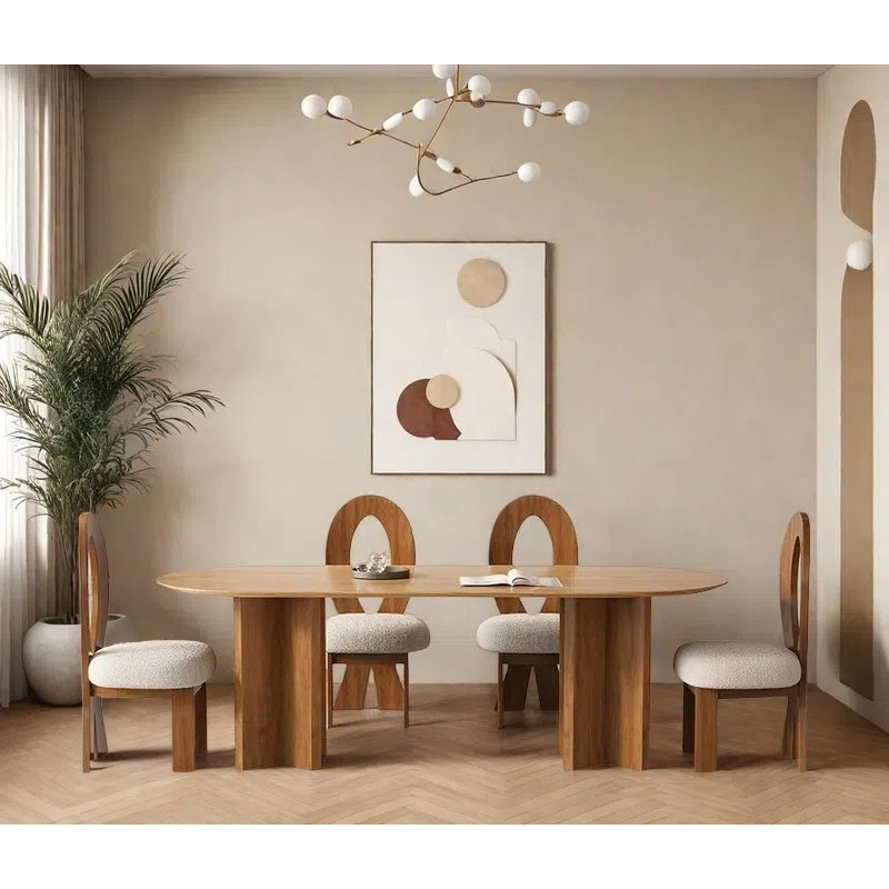 Ensemble de table de salle à manger ovale en bois massif., H 29,53 po x L 78,74 po x l 31,5 po