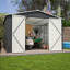 Remise extérieure en métal 10 pi x 10 pi. Portes verrouillables et fabrication en acier galvanisé. , Ventilé, imperméable. Noir Convient à la cour, aux patios et aux espaces de rangement pour la pelouse avec portes. Fabrication, acier.