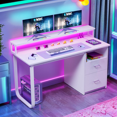 Ravleen 66'' W L-Shaped Computer Desk with Cube Shelves and Cabinet