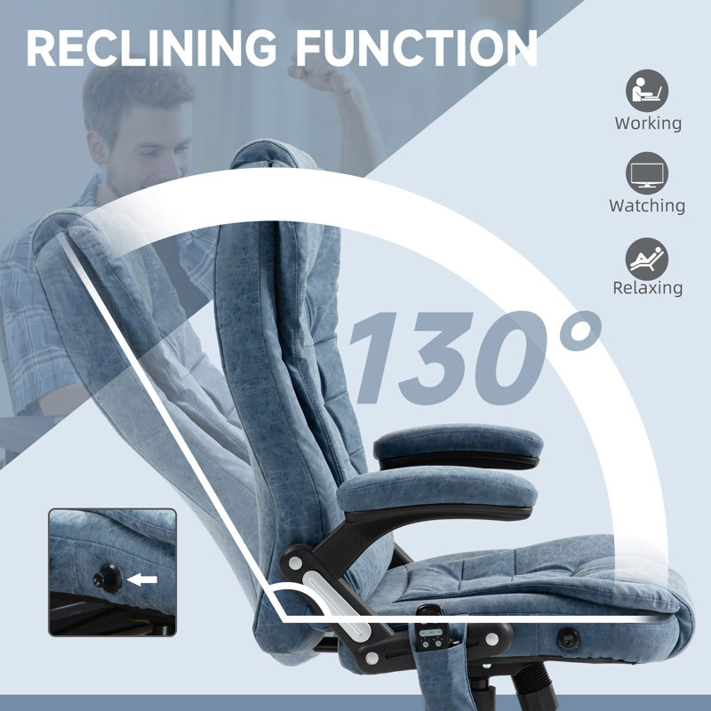 High Back Vibration Massage Office Chair With 6 Vibration Points, Heated Reclining PU Leather Computer Chair With Armrest And Remote