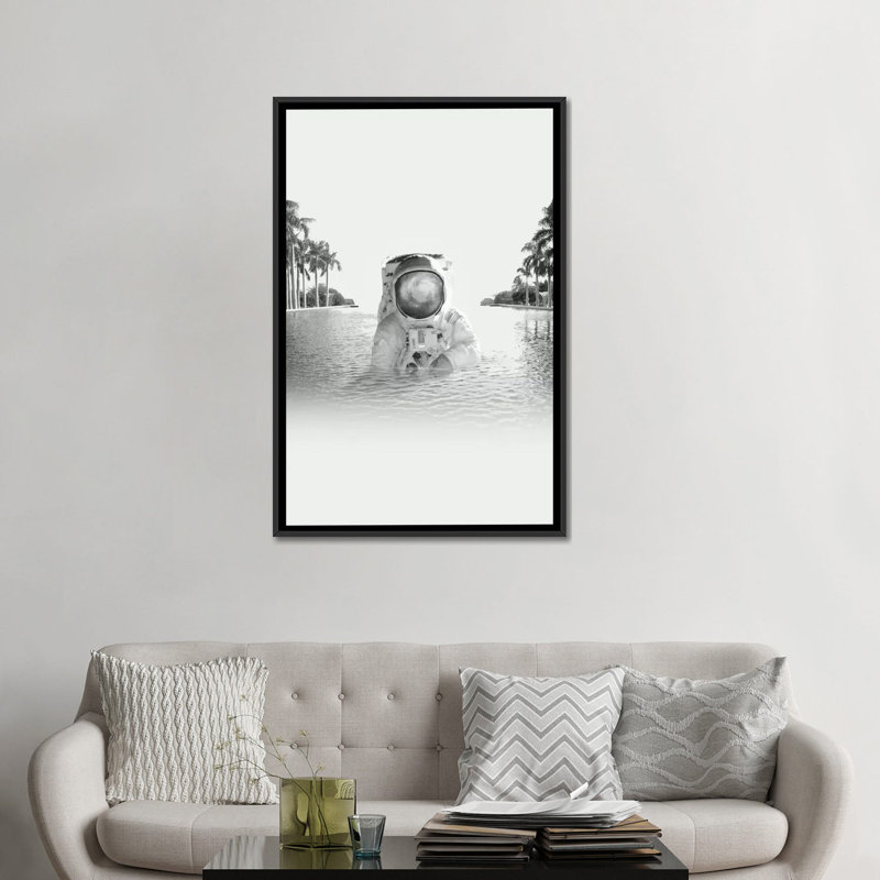 «Astronaut», reproduction d'impression sur toile, H 26 po x l 18 po x P 1,5 po, Toile avec cadre flottant noir, Pas de tapis