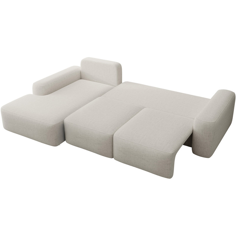 Carnos L-shaped Sofa Bed with Ball Cushion, Left Hand Facing, Cream