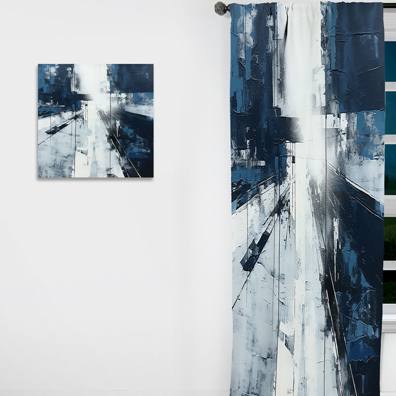 Koa - paysage urbain noir et blanc Road Expression IV - Rideau moderne - Velours obscurcissant - 1 panneau, L 52 po x L 90 po