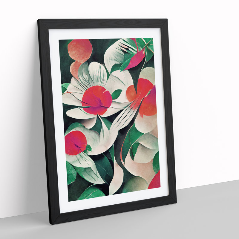 Abstract Flowers No.2 - Framed Print, 64cm H x 46cm W x 2cm D, Black