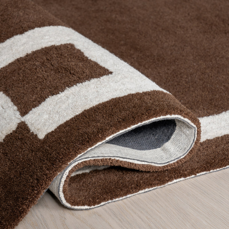 Grace Brown Handmade Wool Tufted Rectangular Area Rug 6' x 9'