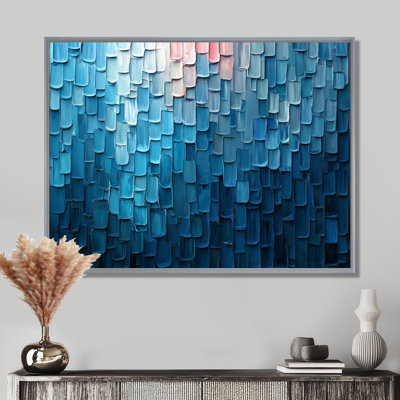 «Drip Paint of Blue Cubic Matrix I», art mural peinture au goutte à goutte