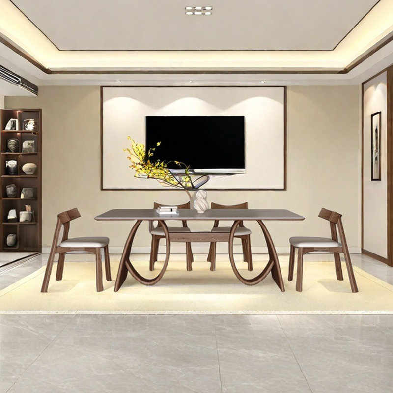 Ensemble de table de salle à manger en bois massif fritté simple, H 29,53 po x L 70,87 po x l 35,43 po