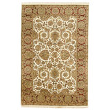 Hand Knotted Wool Area Rug in Ivory And Red