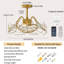 6-Speed 52cm Crystal Caged Chandelier Ceiling Fan With Light Kit And Remote Control