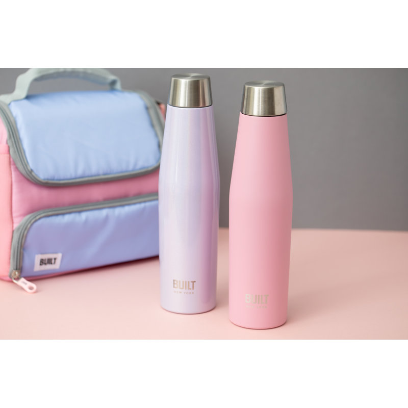 Built Apex 18ml Double Wall Insulated Stainless Steel Water Bottle, Purple/Silver