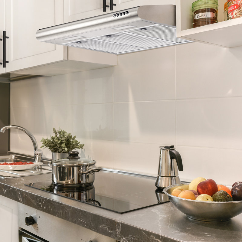 CIARRA 30 in. Ultra Slim Convertible Under Cabinet Range Hood with LED Lighting and Quiet Ventilatio, Stainless Steel