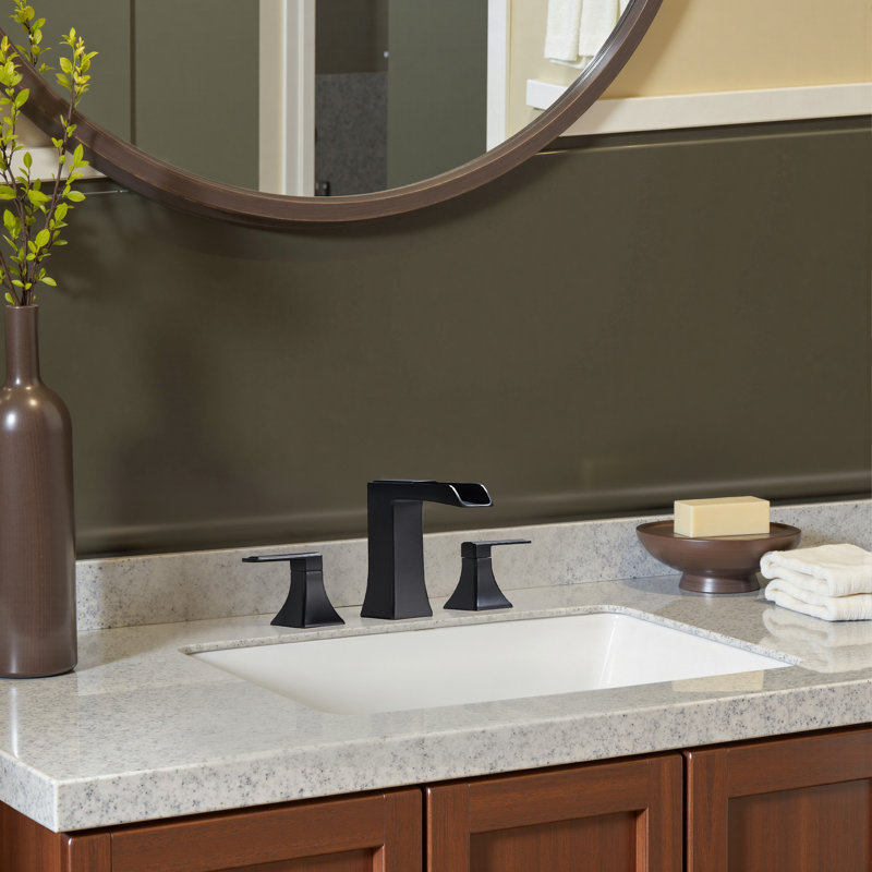Widespread Faucet 2-handle Bathroom Faucet With Drain Assembly, Matte Black
