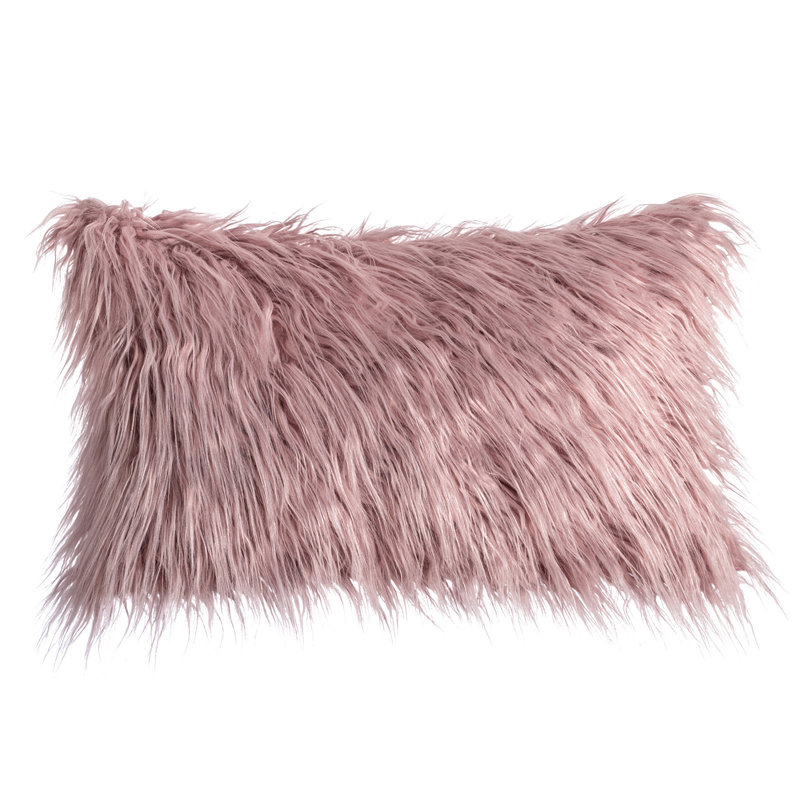 Housse de coussin en fausse fourrure seulement, Rose foncé
