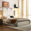 Carmen Upholstered Wingback Bed / Upholstered Platform Bed Frame / 53.5" High Headboard / Simplicity / Minimalist / No Box Spring Needed /Easy Assembly / Full /Textured Ivory Canvas / No Noise-133674294