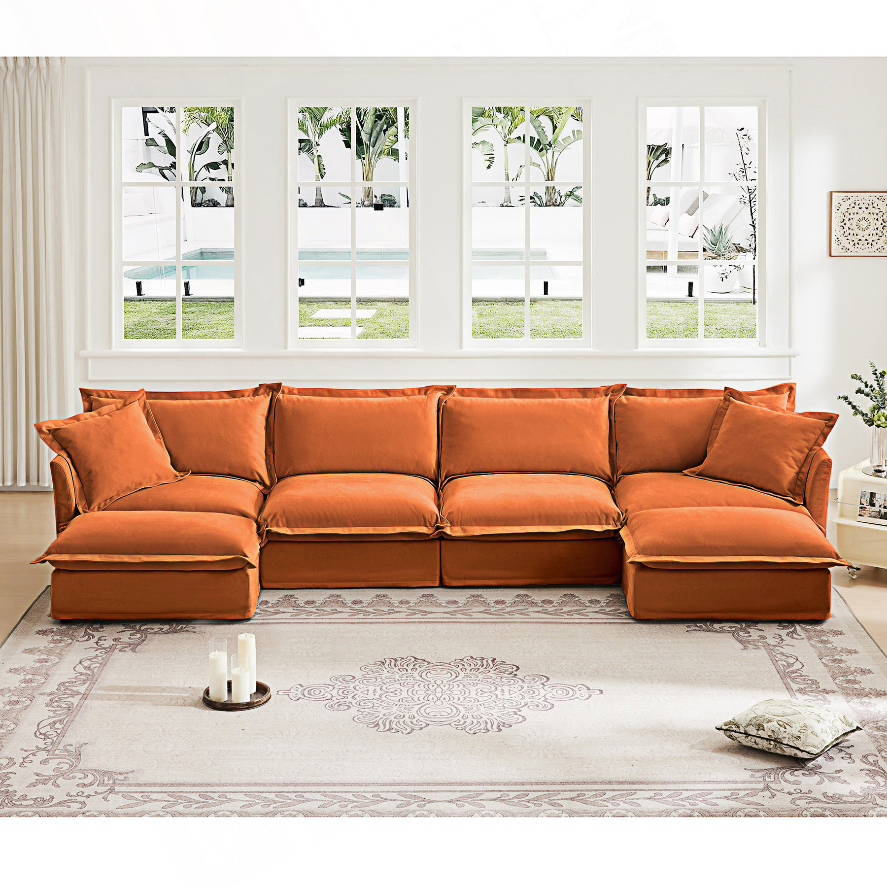 Hokku Designs Slipcovered U Shape Sectional Wide And Deep Seat Sofa ...