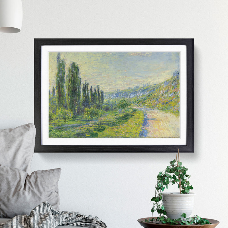 Lane in the Country by Claude Monet - Picture Frame Painting, 36cm H x 48cm W x 2cm D, Black Framed