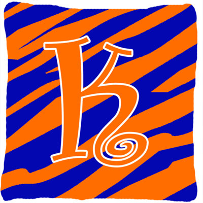 Monogramme initiale Tiger Stripe jet intérieur/extérieur oreiller