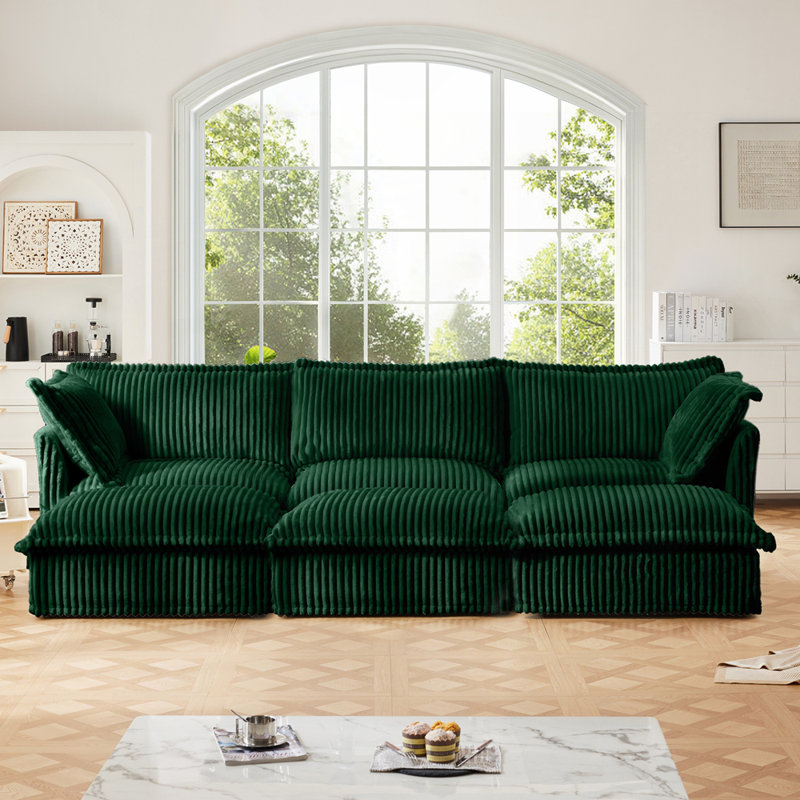 Canapé surdimensionné à 3 places avec plusieurs configurations et housses amovibles, Vert