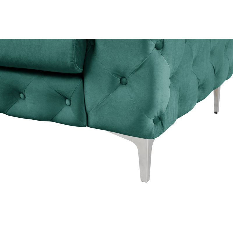 Ensemble de salon 2 pièces Mordecai, Velours vert jade