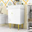 Bathroom Vanity Combo with Ceramic Sink, Left/ Right-Side Storage and Golden Legs-1368798941